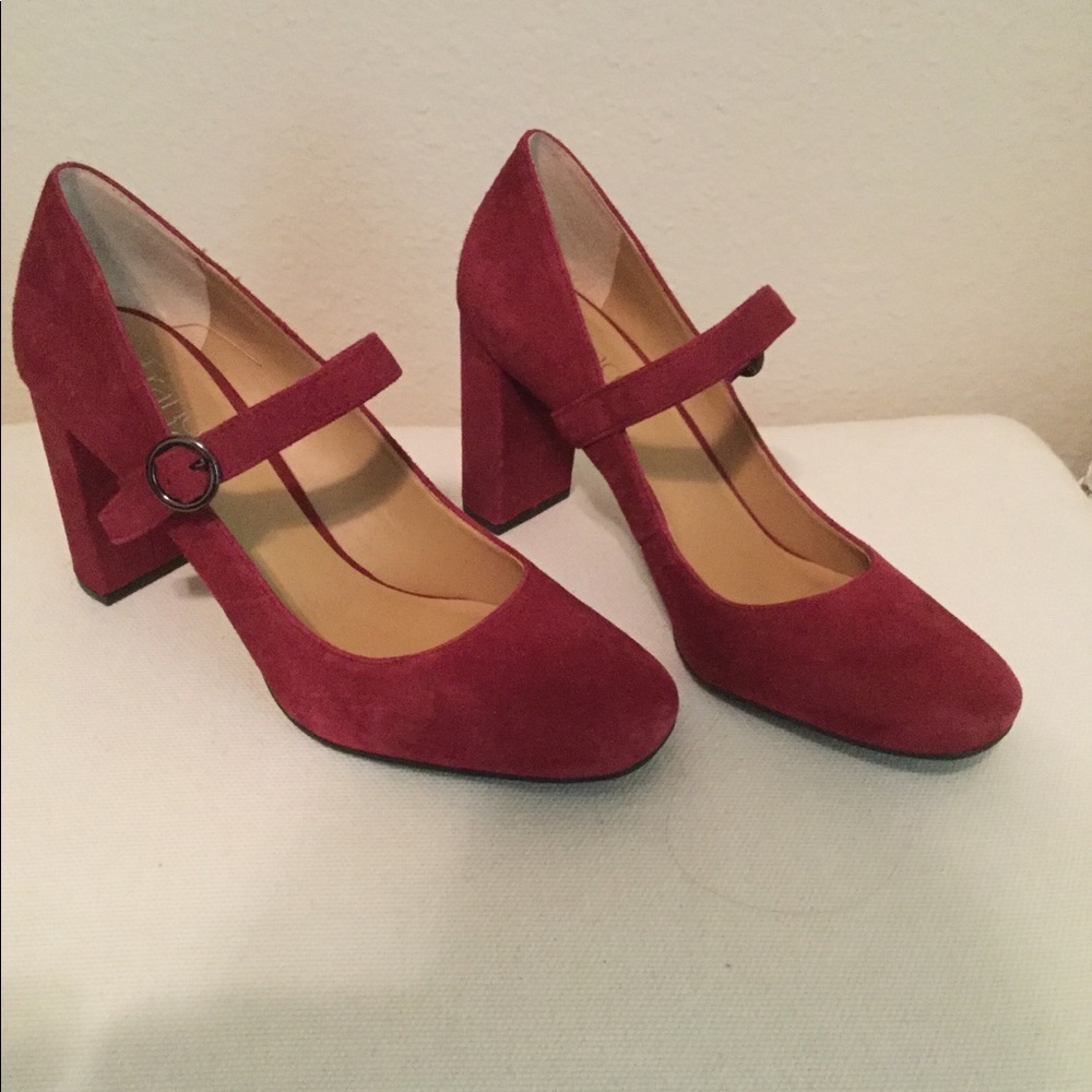 Suede Mary Jane style pumps